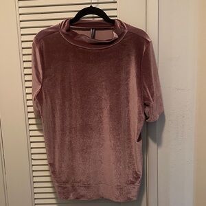 Anthropologie Velvet Blouse in Soft Pink